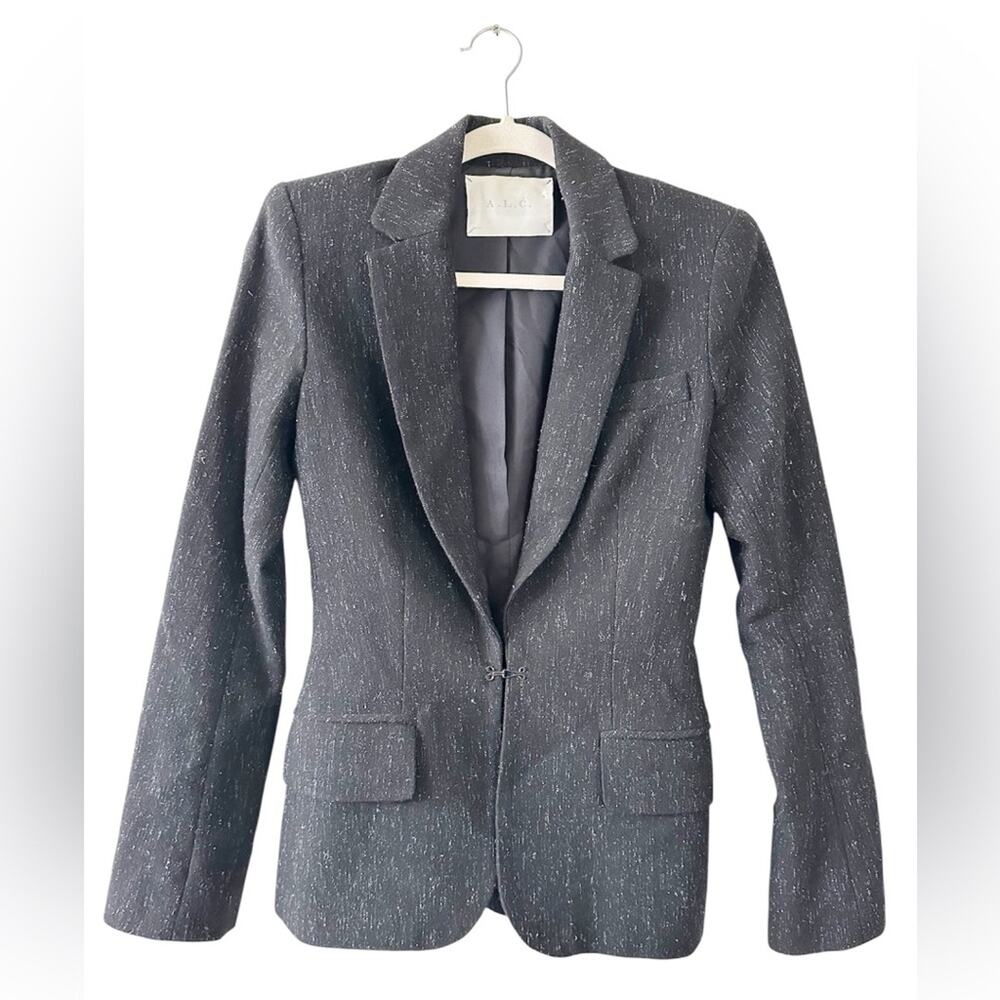 A.L.C. Grey Black Bouclé Blazer Tailored Size 2
